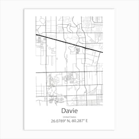 Davie,United States Minimalist Map Art Print