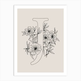 J FLORAL INITIAL Art Print