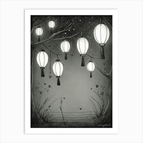 Lanterns In The Night Art Print