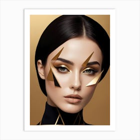 Geometric Woman Portrait Luxury Gold (14) Art Print