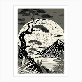 Moon Over Mt Fuji Art Print