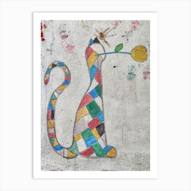 Cat With Flower Art Print