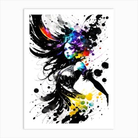 Girl With Paint Splatters Art Print