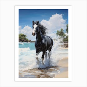 A Horse Oil Painting In Eagle Beach, Aruba, Portrait 2 Art Print