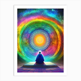 Meditating Man In Space Art Print