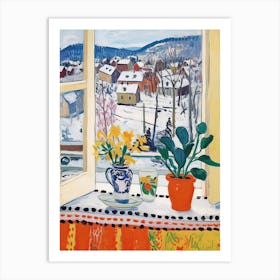 The Windowsill Of Oslo   Norway Snow Inspired By Matisse 4 Art Print