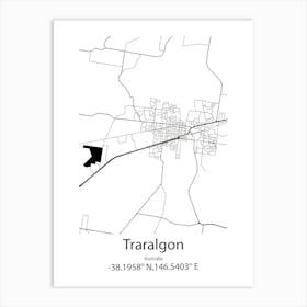 Traralgon,Australia Minimalist Map Art Print