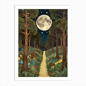 William Morris Moonlight Path Art Print