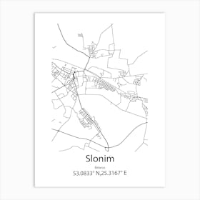 Slonim,Belarus Minimalist Map Art Print