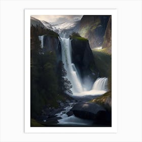 Stalheimskleiva Waterfall, Norway Realistic Photograph (1) Art Print