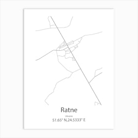 Ratne,Ukraine Minimalist Map Art Print