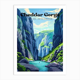 Cheddar Gorge England Mendip Hills Travel Illustration Art Print