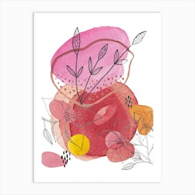 Pink Flowers abstract Art Print