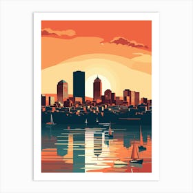 Boston Skyline At Sunset Art Print