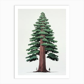Redwood Tree Pixel Illustration 2 Art Print