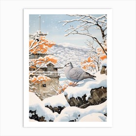 Winter Bird Painting Pigeon 4 Art Print