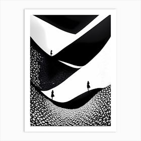 Abstract Landscape, 3 of us, black and white monochromatic art Art Print