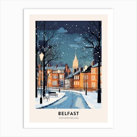 Winter Night  Travel Poster Belfast Northern Ireland 7 Art Print