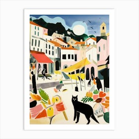 The Food Market In Sintra 2 Illustration Art Print