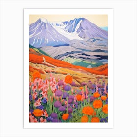 Mount St Helens United States 3 Colourful Mountain Illustration Art Print