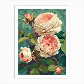 English Roses Painting Entwined 4 Art Print