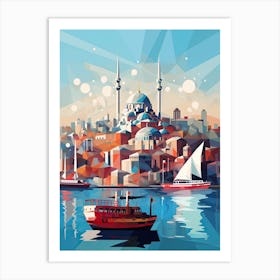 Istanbul, Turkey, Geometric Illustration 2 Art Print