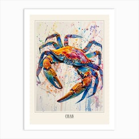 Crab Colourful Watercolour 4 Poster Art Print