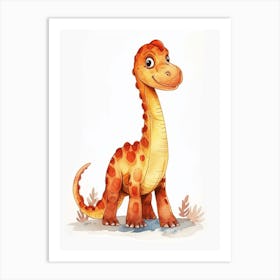 Cute Cartoon Amargasaurus Dinosaur 3 Art Print