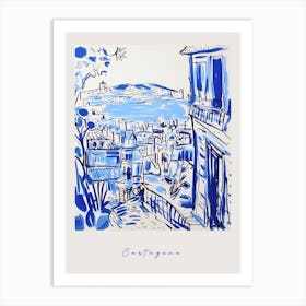 Cartagena Spain 4 Mediterranean Blue Drawing Poster Art Print