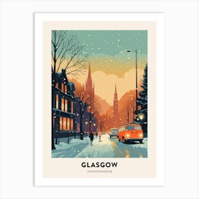 Winter Night  Travel Poster Glasgow United Kingdom 3 Art Print