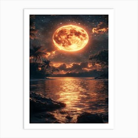 Full Moon Over Water 34 Art Print