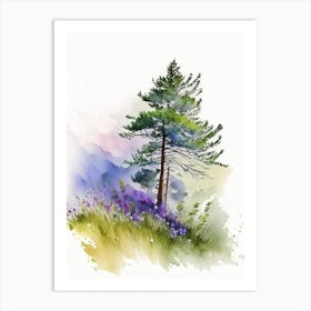 Running Pine Wildflower Watercolour 1 Art Print
