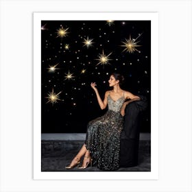 A Cosmic Scene Capturing The Night Sky Aglow With Glittering Stars And A Dusting Of Sparkling Galaxi (5) Art Print