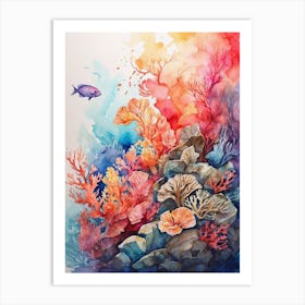Coral Reef Watercolor Painting Art Print