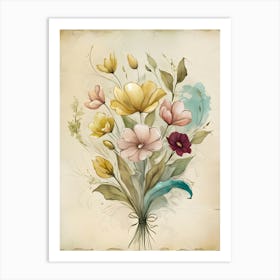 Watercolor Flowers Bouquet 4 Art Print