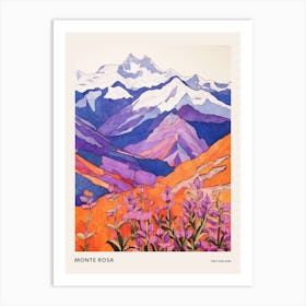 Monte Rosa Switzerland 2 Colourful Mountain Illustration Poster Art Print