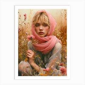 A Lady With Wild Flowers Art Print