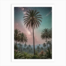 Palm Tree Under The Stars no2 Art Print