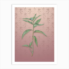 Vintage Dayflower Botanical on Dusty Pink Pattern n.1965 Art Print