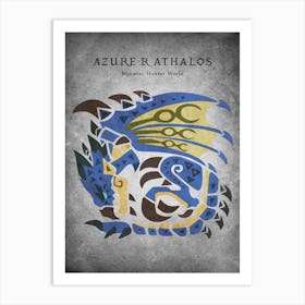 Azure Rathalos Vintage Art Print