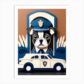 Boston Terrier Police Officer-Reimagined Art Print