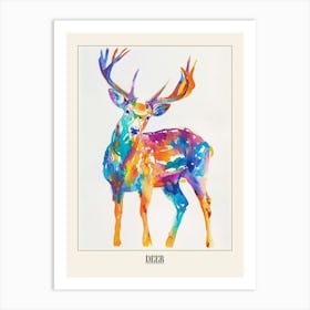 Deer Colourful Watercolour 2 Poster Art Print
