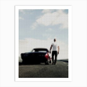 Fast Furious 6 In A Pixel Dots Art Style Art Print