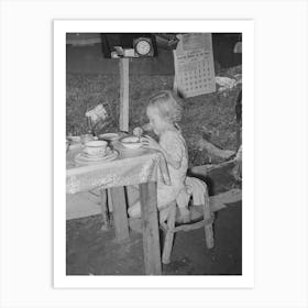 Daughter Of Day Laborer Eating Lunch In Tent Home Near Spiro, Oklahoma, Sequoyah County By Russell Lee Art Print