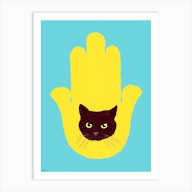 Hamsa Black Cat! Art Print