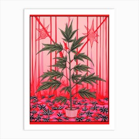 Pink And Red Plant Illustration Red Edged Dracaena 3 Art Print