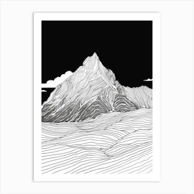 Ben More Mull Mountain Line Drawing 1 Art Print