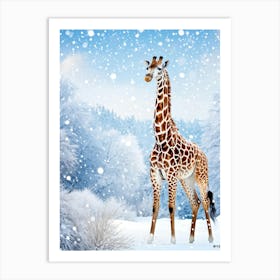 Giraffe Adorned In Festive Winter Attire Gently Blowing Strains Of Melody As It Wanders Aimlessly I Art Print