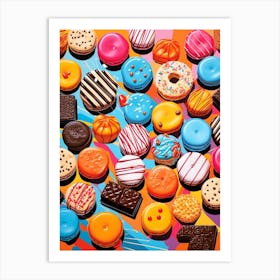 Colourful Biscuits & Sweet Treats Pattern 3 Art Print
