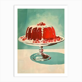 Red Jelly With Cherries Vintage Cookbook Style Illustration Art Print